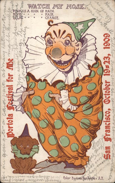 Clown with Weather Barometer Nose - Portola Festival 1909 San Francisco California