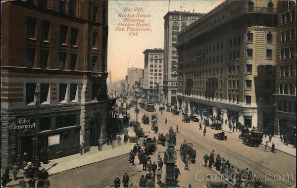 Market Street Showing Palace Hotel San Francisco California