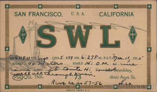 SWL San Francisco California QSL & Ham Radio