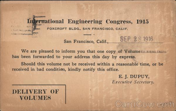 International Engineering Congress, 1915 San Francisco California