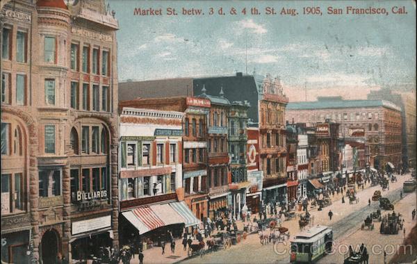 Market Street Between 3rd & 4th, August 1905 San Francisco California