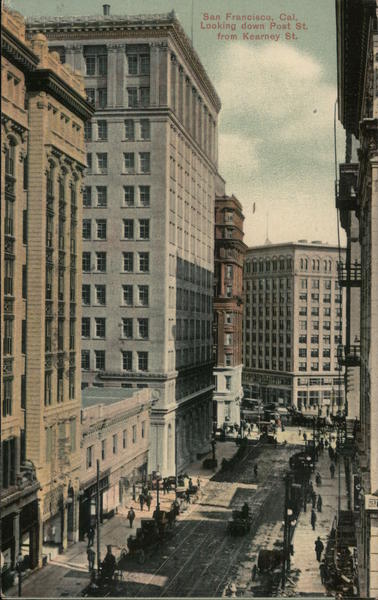 Looking Down Post St. From Kearney St. San Francisco California