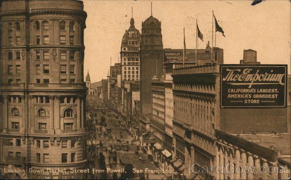 Looking Down Market Street From Powell San Francisco California