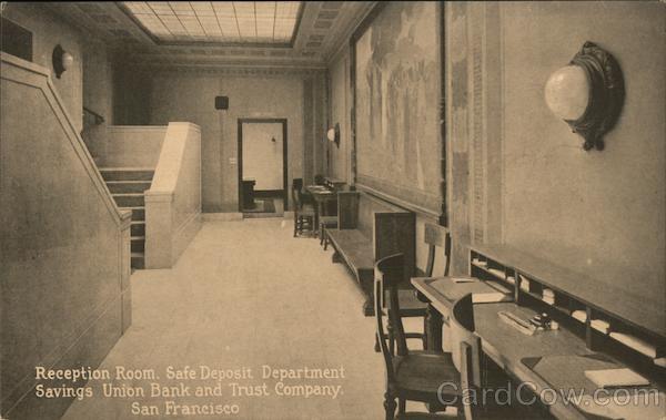 Reception Room, Safe Deposit Department, Savings Union Bank and Trust Company San Francisco California