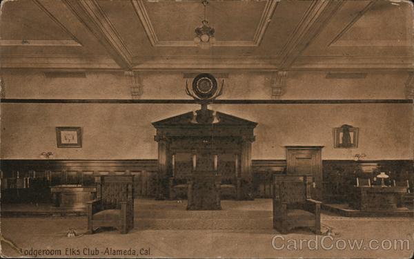 Lodgeroom Elks Club Alameda, CA Postcard