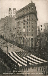 Portola Festival Parade of Oct. 21 showing the largest flag in the world Postcard