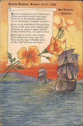 Welcome to Portola Day - California Poppies, Spanish Galleons Postcard