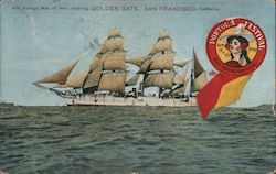 Foreign Man of War Entering Golden Gate Postcard