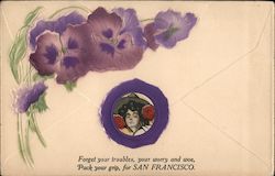 Forget Your Troubles, Your Worry and Woe, Pack Your Grip for San Francisco California Postcard Postcard Postcard