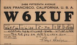 W6KUF - 2486 Fifteenth Avenue Postcard