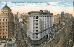 Looking Down Market and Up Taylor Streets Postcard