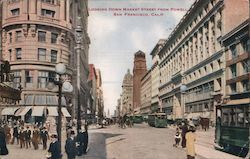 Looking Down Market Street From Powell, San Francisco, Calif. Postcard
