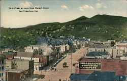 Twin Peaks as seen from Market Street, San Francisco, Cal. Postcard