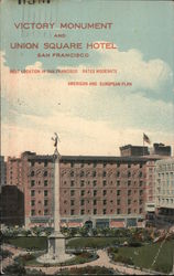 Victory Monument and Union Square Hotel Postcard