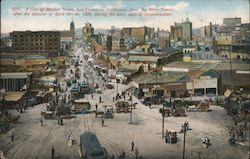 A view of Market Street from the Ferry Tower after the disaster of April 18-20, 1906, during the early days of reconstruction Postcard