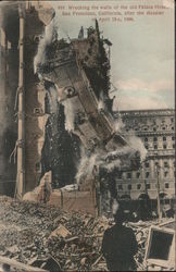 Wrecking the Wallf of the old Palace Hotel Postcard