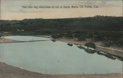 The two big reservoirs of oil at Santa Maria Oil Fields Postcard