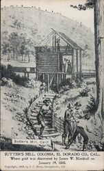 Sutter's Mill where gold was discovered by James W. Marshall on January 19, 1848 Postcard