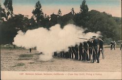 Belmont School - Class day drill; a firing volley Postcard