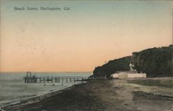 Beach Scene Burlingame, CA Postcard Postcard Postcard