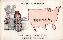I've got a stiff neck in Half Moon Bay California Postcard Postcard Postcard