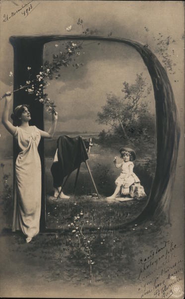 Woman and Child with flowers Women