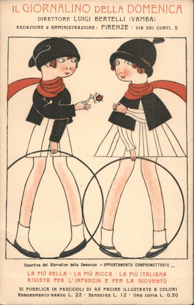 Italian: Two Girls with Hula Hoops Il Giornalino Della domenica