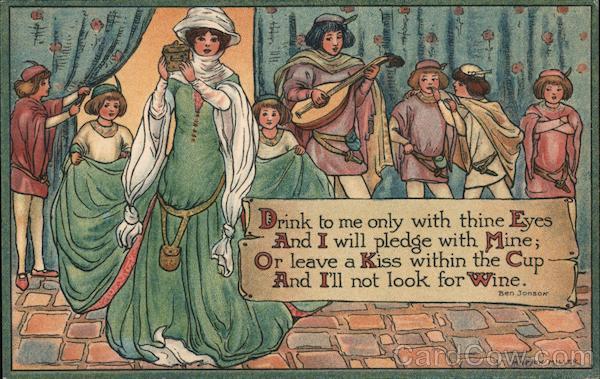 Lady with train and courtiers Marion Miller Artist Signed