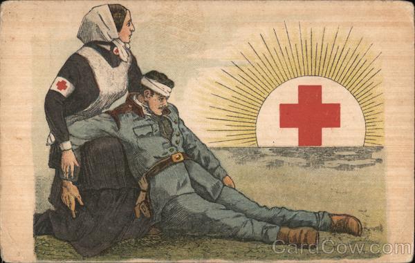 Red Cross Nurse and injured soldier World War I