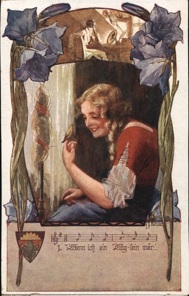 Girl Smiling with a Small Bird Girls