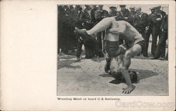 Wrestling Match on board U.S. Battleship Navy