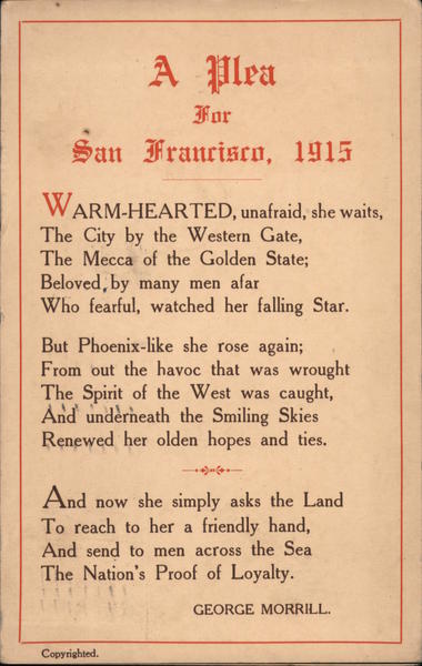 A Plea for San Francisco, 1915 1915 Panama-Pacific Exposition