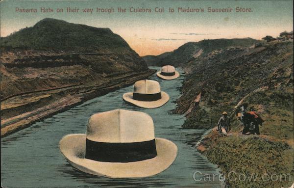 Panama Hats on their way trough the Culebra Cut to Maduro's Souvenir Store