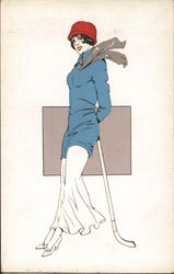 Woman With A Hockey Stick Postcard