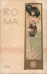 ROMA Young woman holding an urn while staring down Postcard