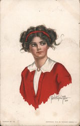 woman in red sweater, college girl Postcard