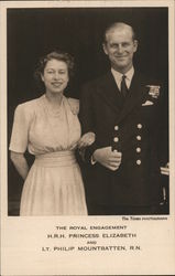 H.R.H. Princess Elizabeth and Lt. Philip Mountbatten, R.N. Postcard