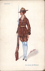 At the service of the Entente - A female Allied soldier - Brazil Xavier Sager Postcard Postcard Postcard
