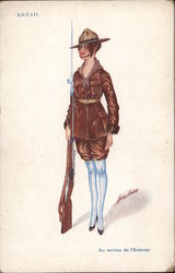 At the service of the Entente - A female Allied soldier - Brazil Postcard