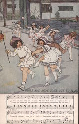 Girls and Boys Come Out to Play Postcard