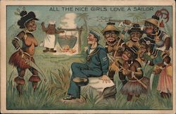 All the Nice Girls Love a Sailor - Tribe of Cannibals, Cooking Pot Postcard Postcard Postcard
