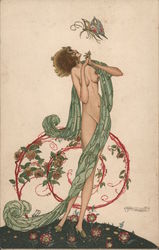 Woman with butterfly Postcard
