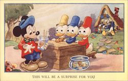 British Walt Disney Mickey Mouse, Donald Duck, Nephews Postcard