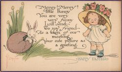 Happy Easter Girl in Hat - Grace Gebbie Drayton Grace Wiederseim G.G. Drayton Postcard Postcard Postcard