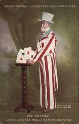 Never Gamble Unles you hold yuma's hand Uncle Sam Postcard