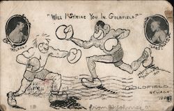 Will I Strike You in Goldfield? Battling Nelson and Joe Gans, 1906 Nevada Boxing Postcard Postcard Postcard