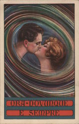 Art Deco Man and Woman kissing Postcard
