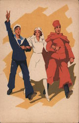Red Cross Nurse, Sailor, Clown? Postcard