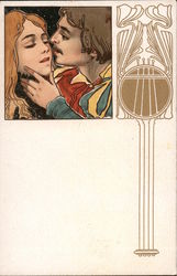 A Man Kissing a Woman on the Cheek Postcard