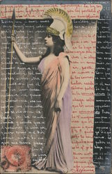 Woman with spear and robe Postcard
